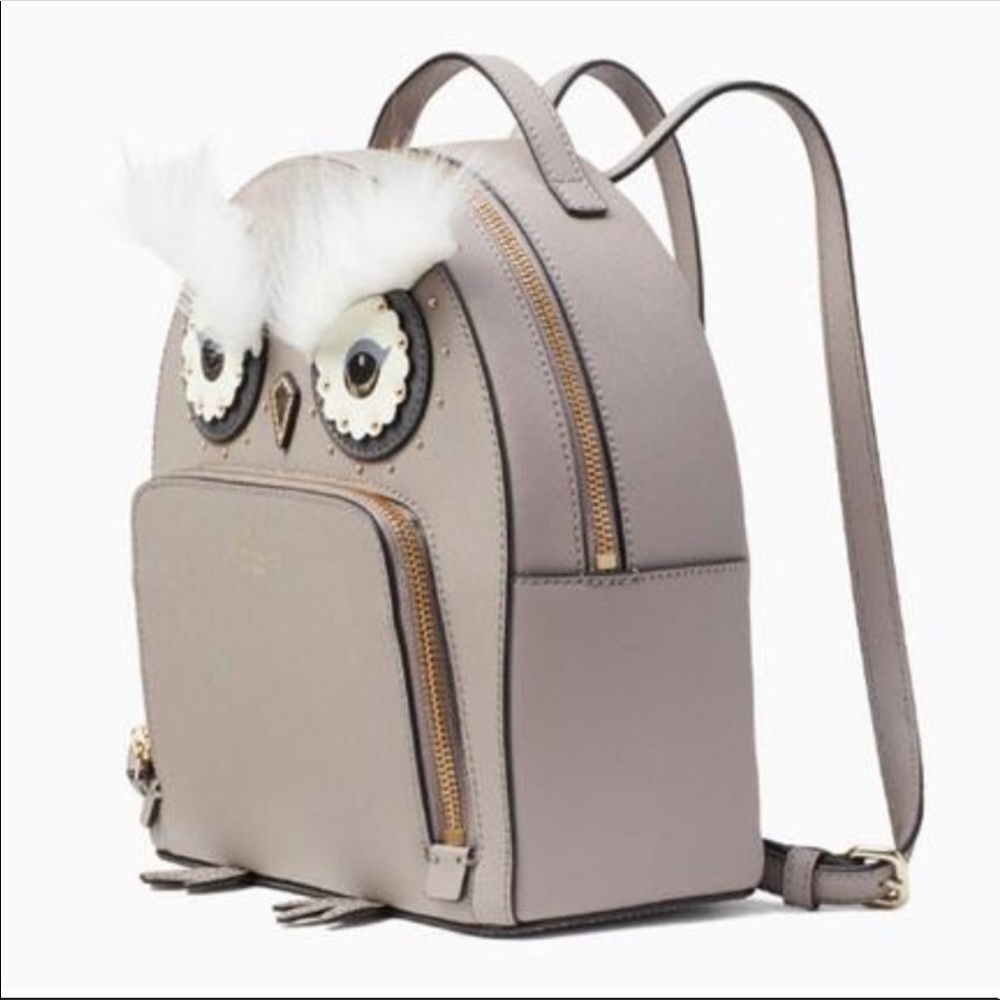 🎀 Kate Spade ♠️ Owl Motif Leather Backpack - Picture 3 of 8